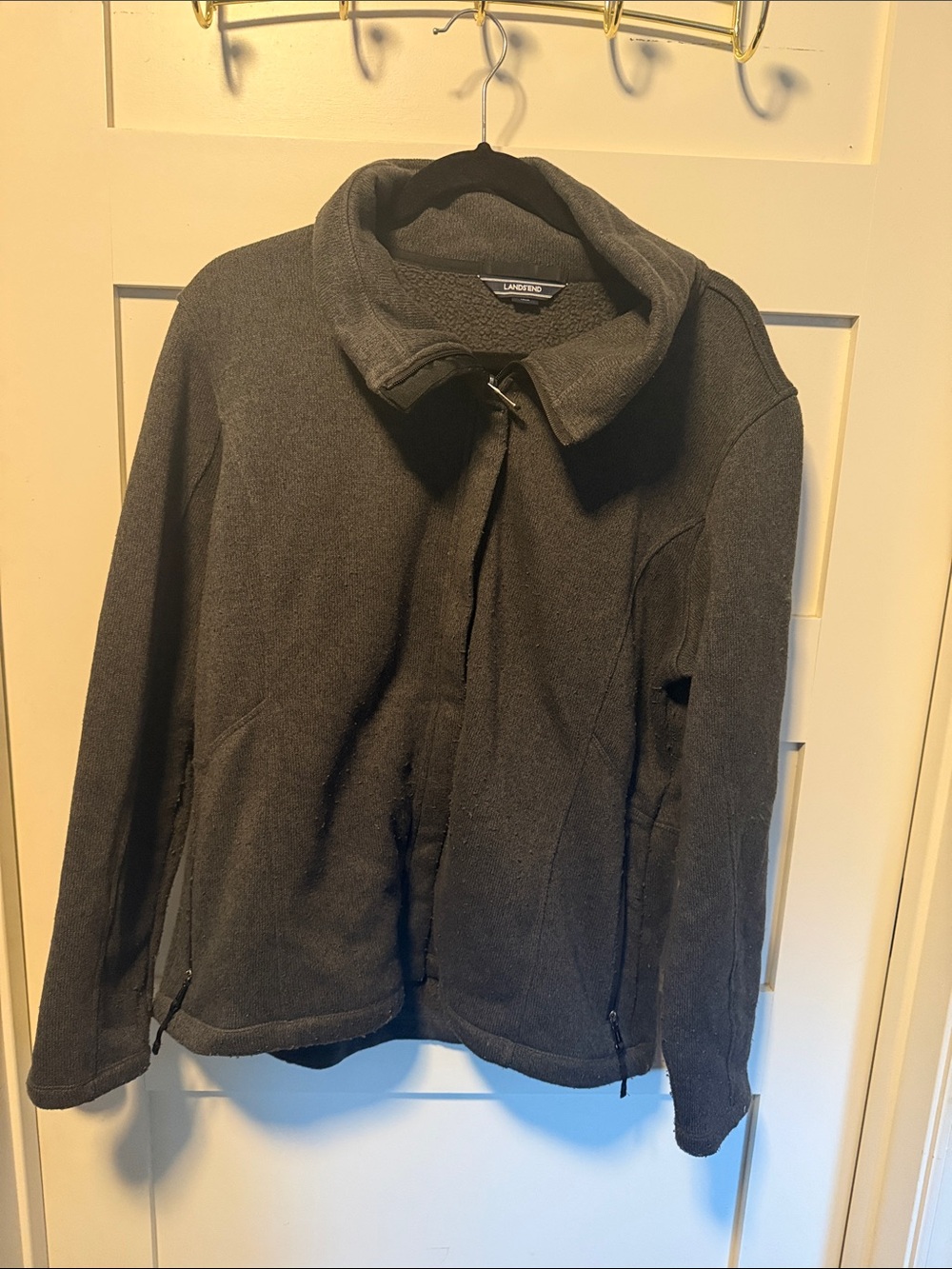 Lands' End Women's Dark Charcoal Fleece Jacket